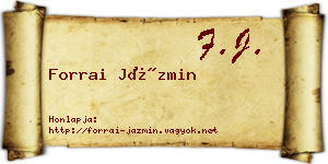 Forrai Jázmin névjegykártya